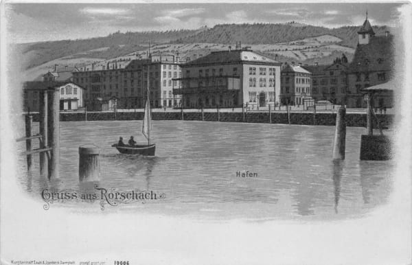 Rorschach, Gruss aus Rorschach, Hafen, Litho