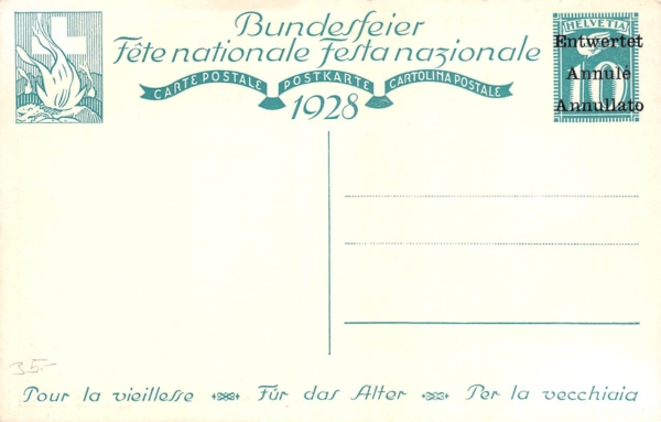 Bundesfeierkarte Nr.47, Entwertet, Kat. 60.- – Bild 2