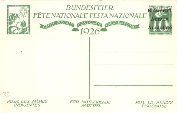 Bundesfeierkarte Nr.43, Entwertet, Kat. 60.- – Bild 2