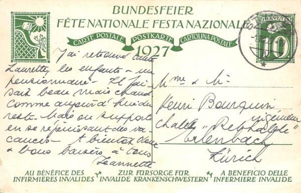 Bundesfeierkarte Nr.45, 1. August, Kat. 35.- – Bild 2