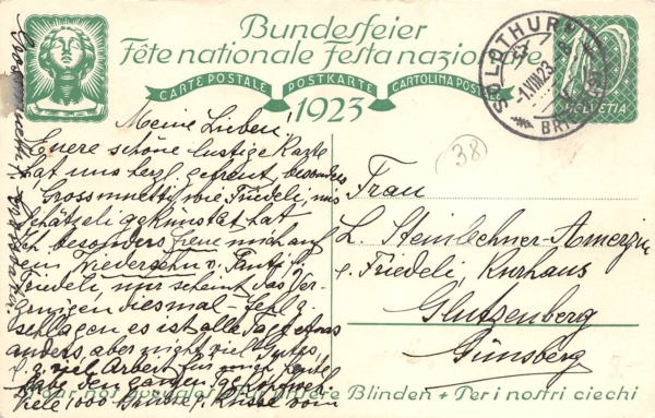 Bundesfeierkarte Nr.37, 1. August, Kat. 25.- – Bild 2