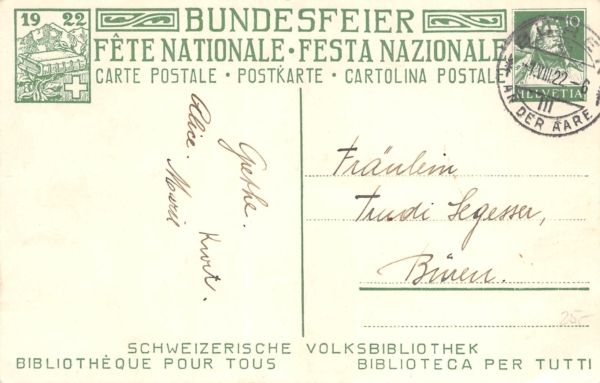 Bundesfeierkarte Nr.35, 1. August, Kat. 25.- – Bild 2