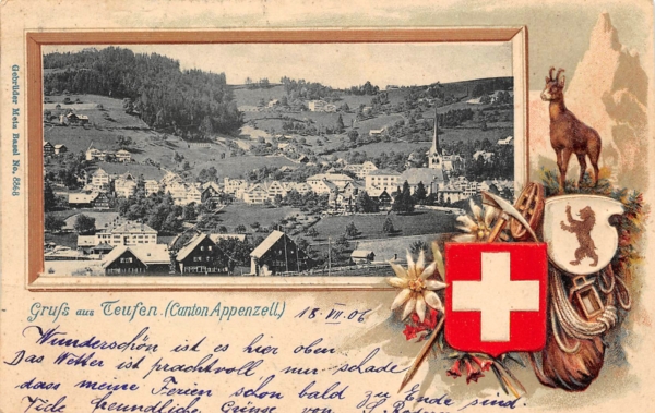 Teufen, Gruss aus Teufen, Rahmenkarte mit Gemse