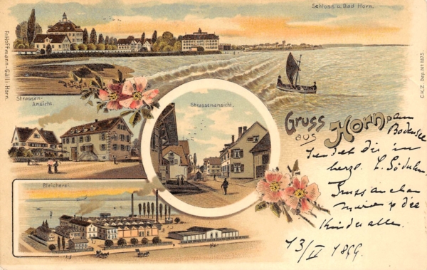Horn TG, Bleicherei, Schloss und Bad Horn, Litho