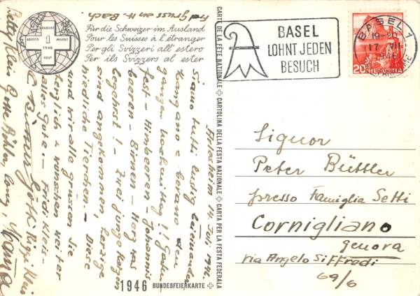 Bundesfeierkarte Nr.82, gelaufen, Kat. 20.- – Bild 2