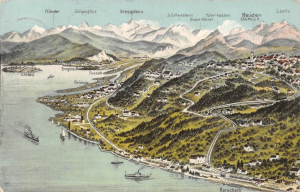 Rorschach Rheineck Wolfhalden, Panoramakarte Bodensee