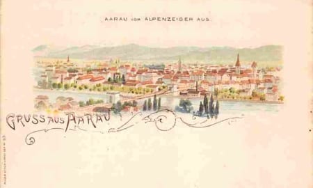 Aarau, Gruss aus Aarau, Lithokarte