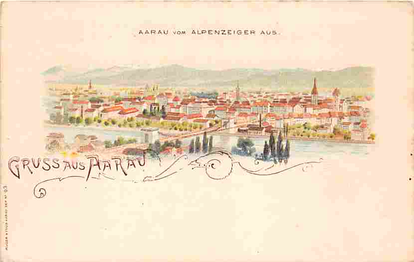 Aarau, Gruss aus Aarau, Lithokarte