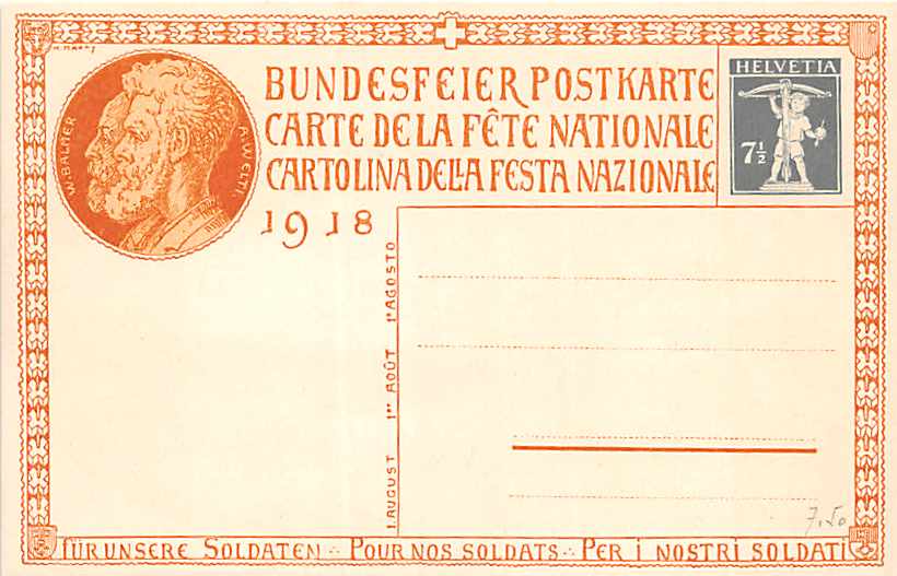 Bundesfeierkarte Nr.20, ungelaufen, Kat. 8.-