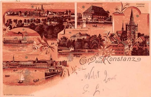 Konstanz, Gruss aus Konstanz, Lithokarte