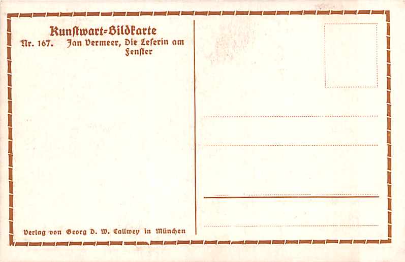 Kunstwart Nr.167, J. Vermeer, Die Lehrerin am Fenster