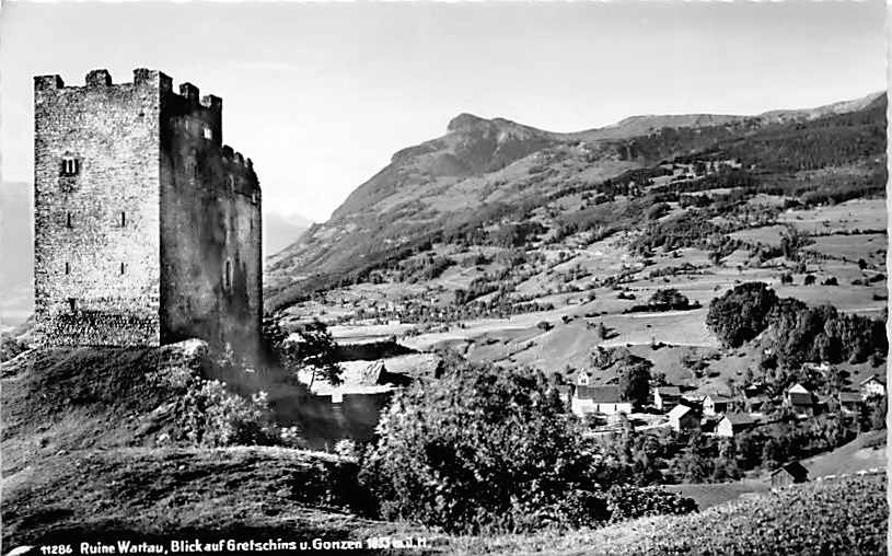 Wartau, Ruine Wartau, Blick auf Gretschins