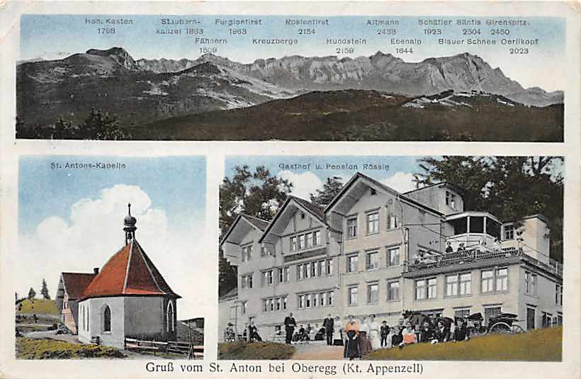 Oberegg, Gruss von St.Anton, 3-Bild Karte