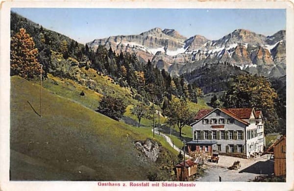 Urnäsch, Rossfall, Gasthaus z. Rossfall mit Säntis