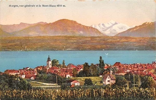 Morges, vue generale et le Mont Blanc