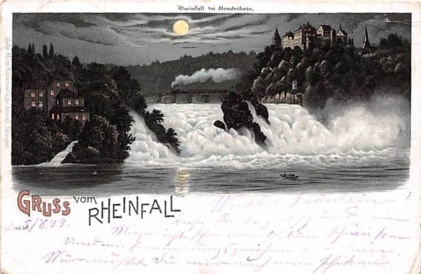 Rheinfall, Gruss vom Rheinfall, Mondscheinlitho