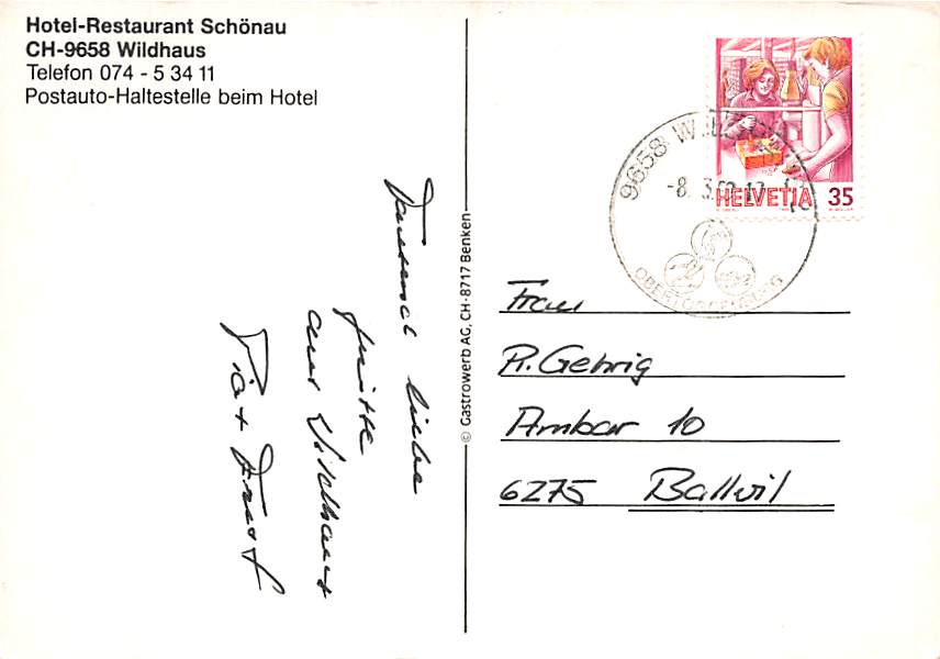 SG - Wildhaus, Restaurant Schönau