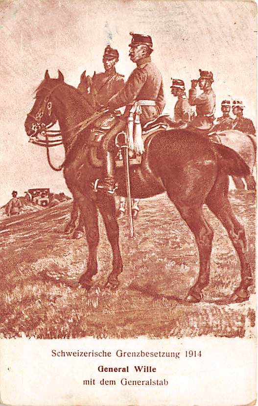 Grenzbesetzung 1914, General Wille mit Generalstab