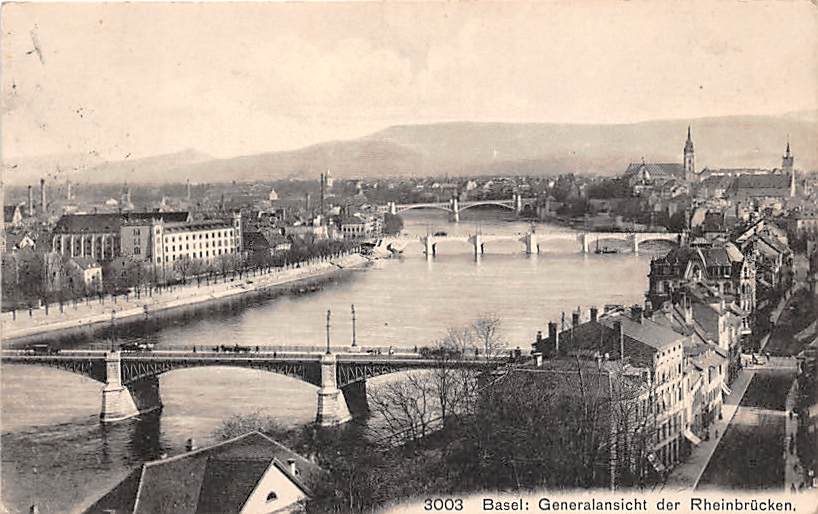 Basel, Generalansicht der Rheinbrücken