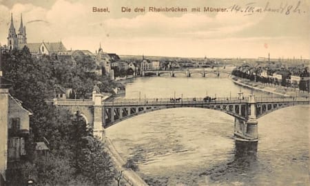 Basel, die drei Rheinbrücken mit Münster