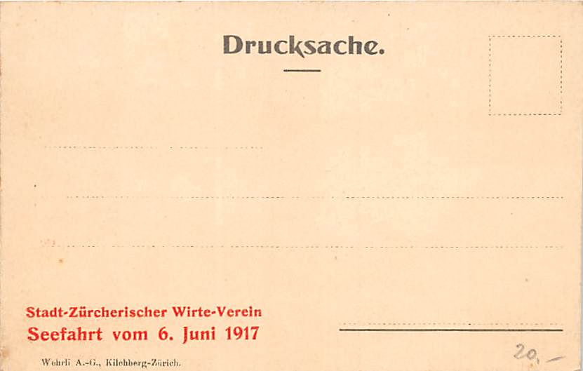 Zürich, Seefahrt Zürcherischer Wirte Verein 1917