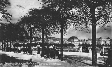 Zürich, Quaipromenade mit Theater und Utoschloss