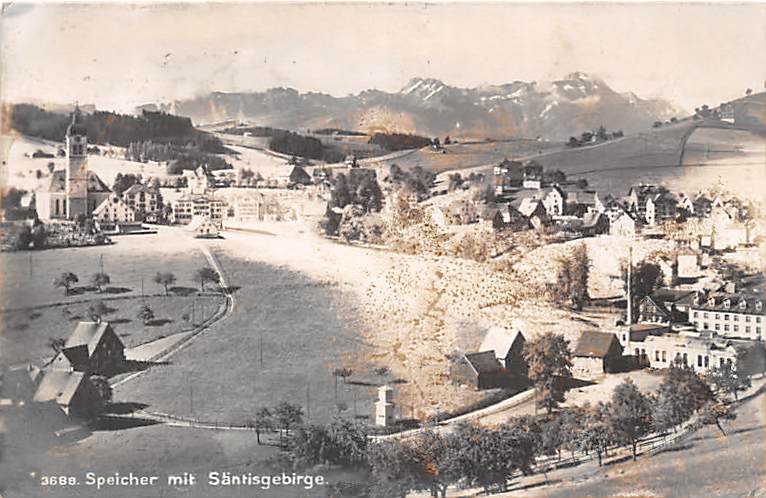 Speicher, mit Säntisgebirge