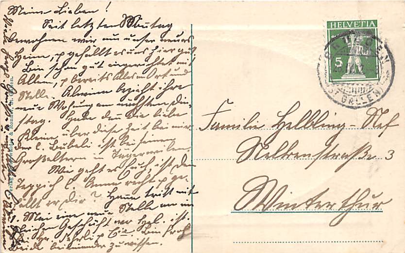 St.Gallen, Post- und Bahnhofsgebäude, Rahmenkarte