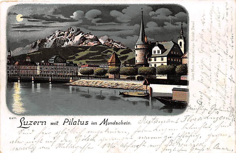 Luzern, mit Pilatus im Mondschein