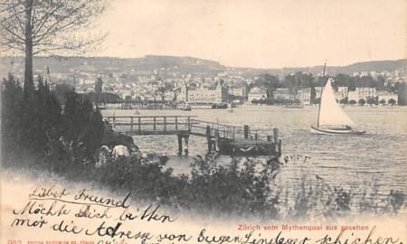 Zürich, vom Mythenquai aus gesehen, Segelschiff