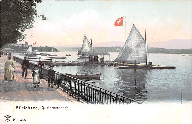 Zürich, Quaipromenade, Segelschiffe