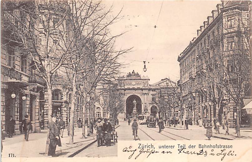 Zürich, unterer Teil der Bahnhofstrasse, belebt