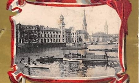 Zürich, Rahmenkarte mit Schweizer Flagge