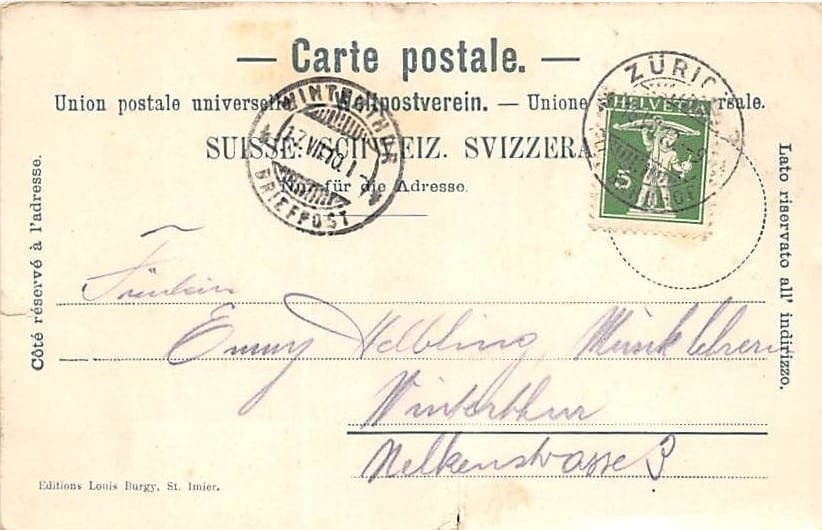 Zürich, Rahmenkarte mit Schweizer Flagge