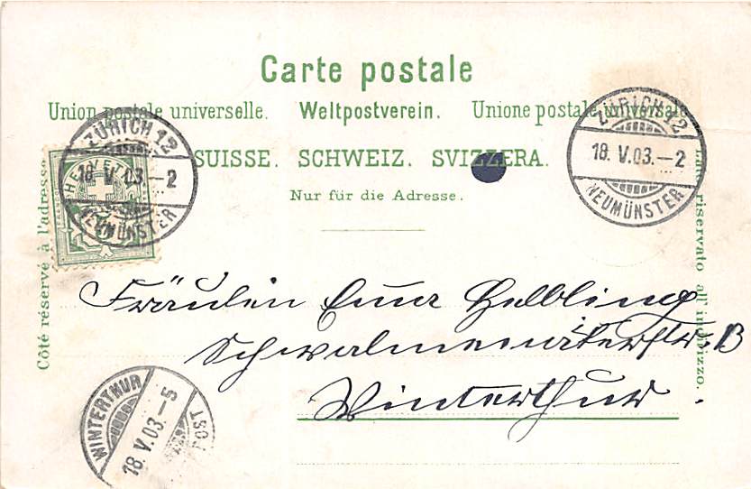 Zürich, vom Stadthaus, Quaibrücke, Lithokarte