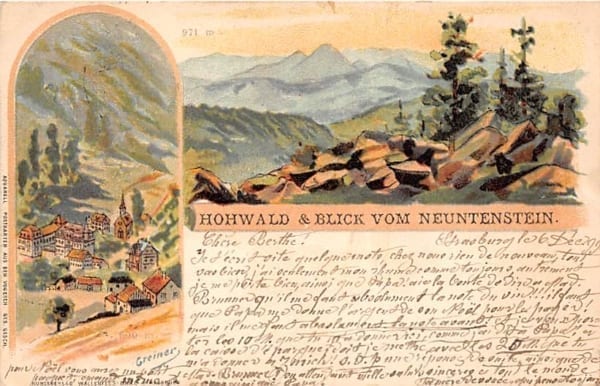 Hohwald, Blick vom Neuntenstein, Litho