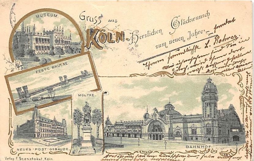 Köln, Museum, Post Gebäude, Feste Brücke, Litho