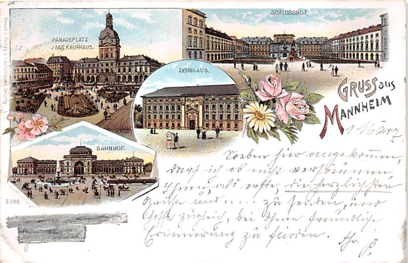 Mannheim, Zeughaus, Schlosshof, Litho