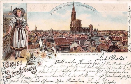 Strassburg, vom Spitalthor, Litho