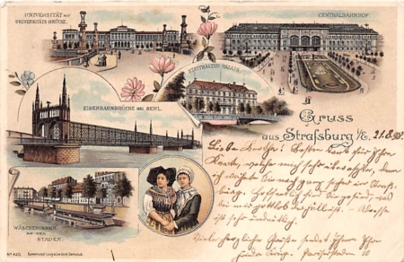 Strassburg, Wäscherinnen, Universität, Litho