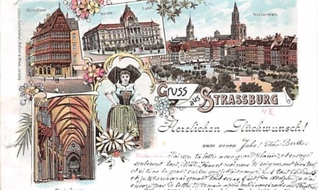 Strassburg, Kleberplatz, Altes Haus, Litho