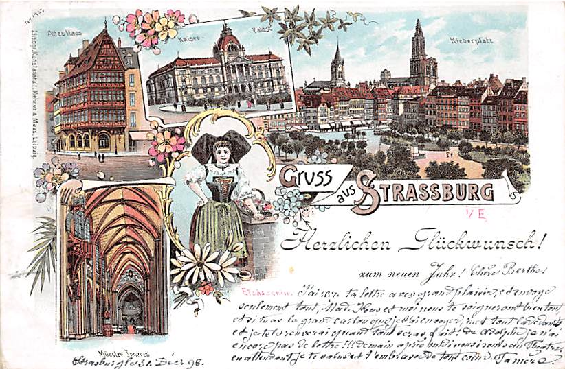 Strassburg, Kleberplatz, Altes Haus, Litho