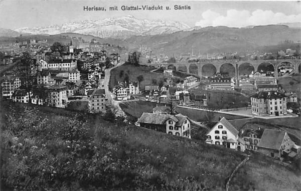 Herisau, mit Glattal-Viadukt und Säntis