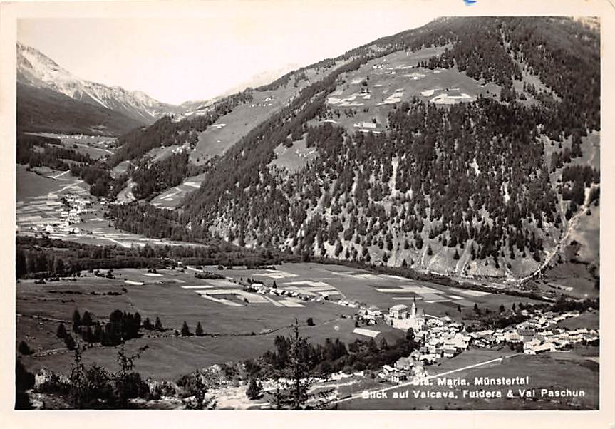 Santa Maria, Blick auf Valcava, Fuldera, Val Paschun