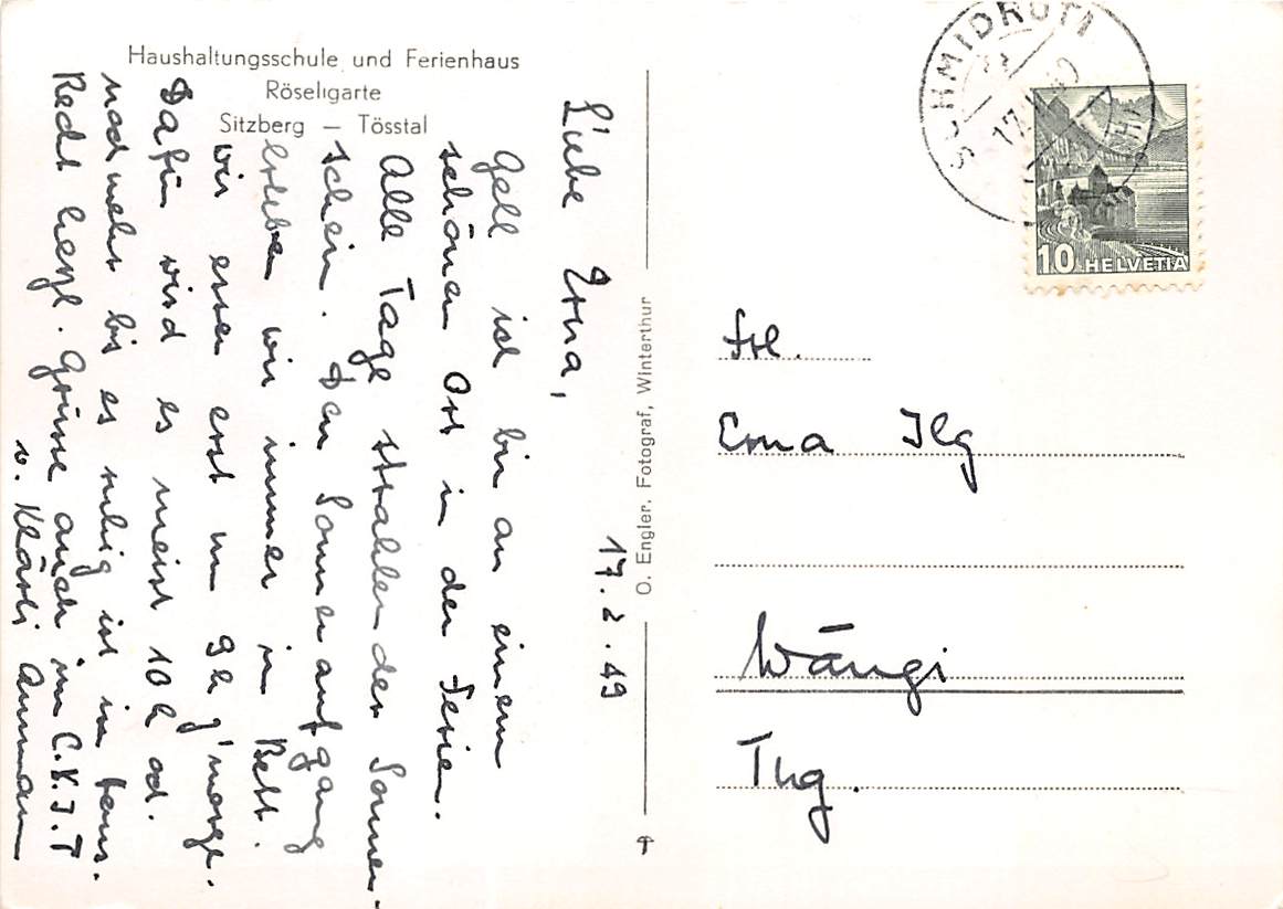 Sitzberg, Haushaltungsschule und Ferienhaus Röseligarte