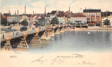 Basel, Alte Rheinbrücke mit Kleinbasel