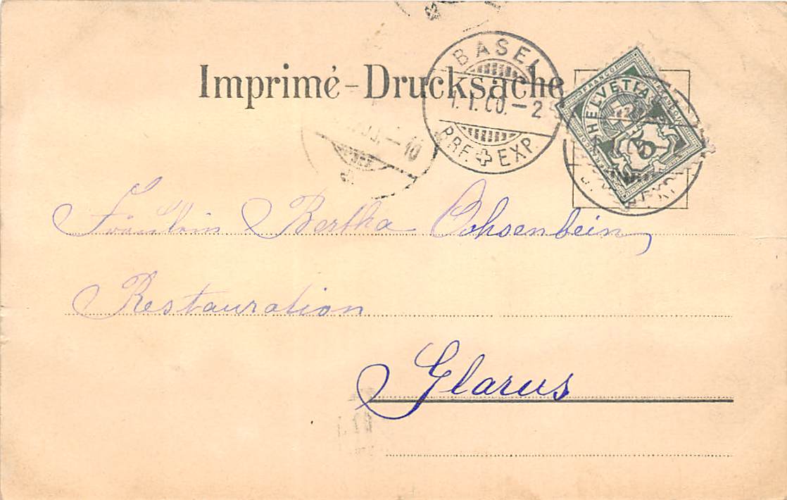 Basel, Wettsteinbrücke, Lithokarte