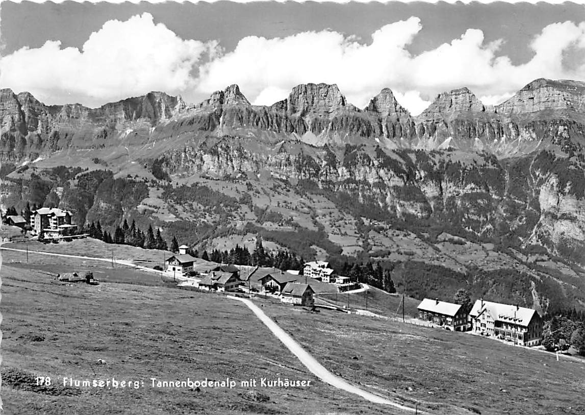Flumserberg, Tannenbodenalp mit Kurhäuser