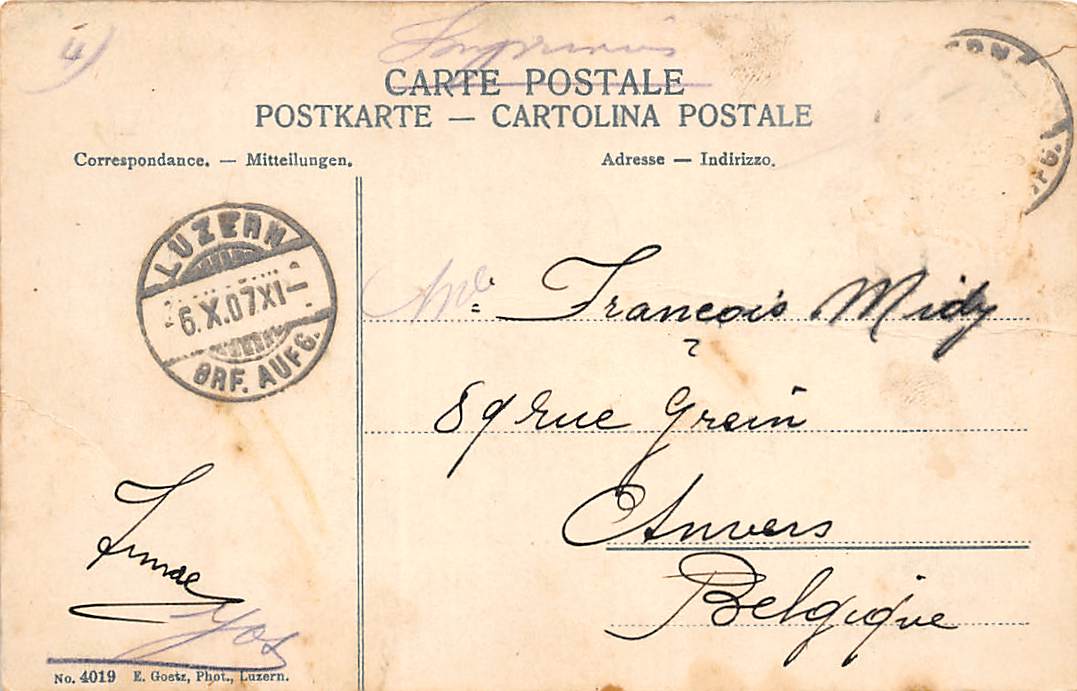 Luzern, mit Pilatus, Boot im Vordergrund