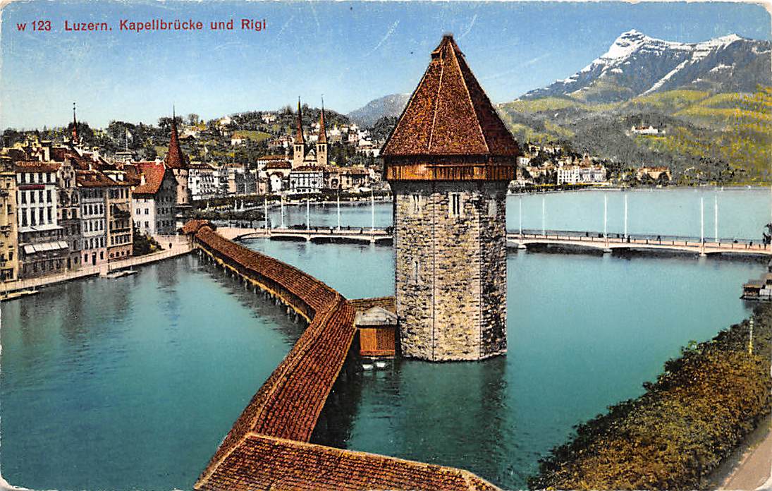 Luzern, Kapellbrücke und Rigi